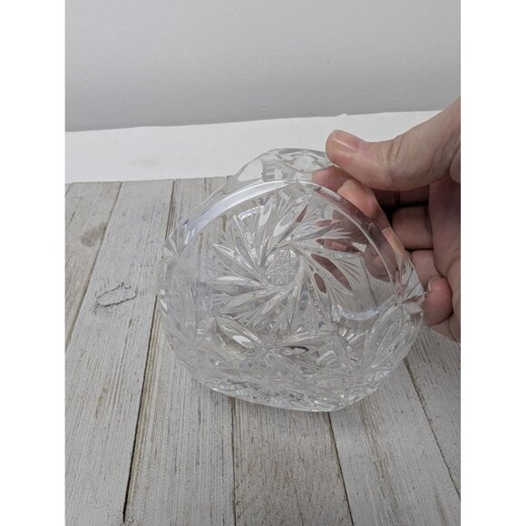 Vintage Crystal Cut Glass Centerpiece Basket 4 3/4" - Picture 3 of 8